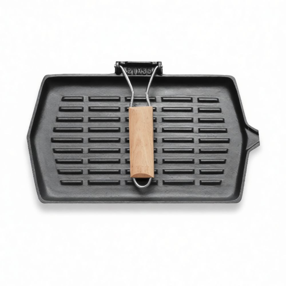 Cast Iron Skillet - Dökme Demir Izgara Tavası, Çizgili Yüzey,