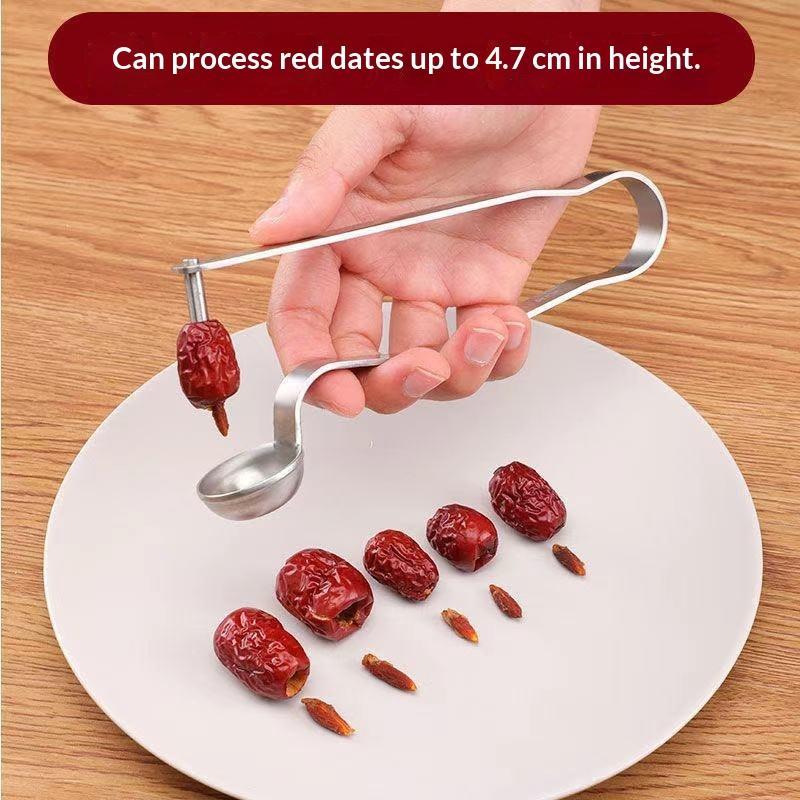 Cherry Pitter Tool - Paslanmaz Çelik Hurma Çekirdek Çıkarıcı Kırmızı